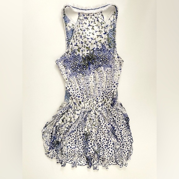 Poupette St. Barth Beline Printed Dress fringe ruffled mini small - Picture 9 of 15